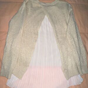 Elegant Cream Sweater with Pleated Hem